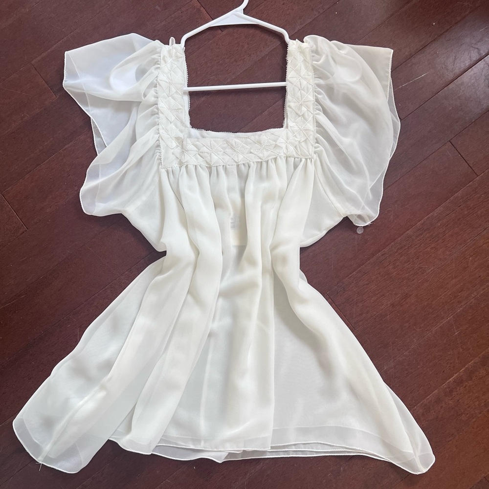 Max Studio White Sheer Babydoll top